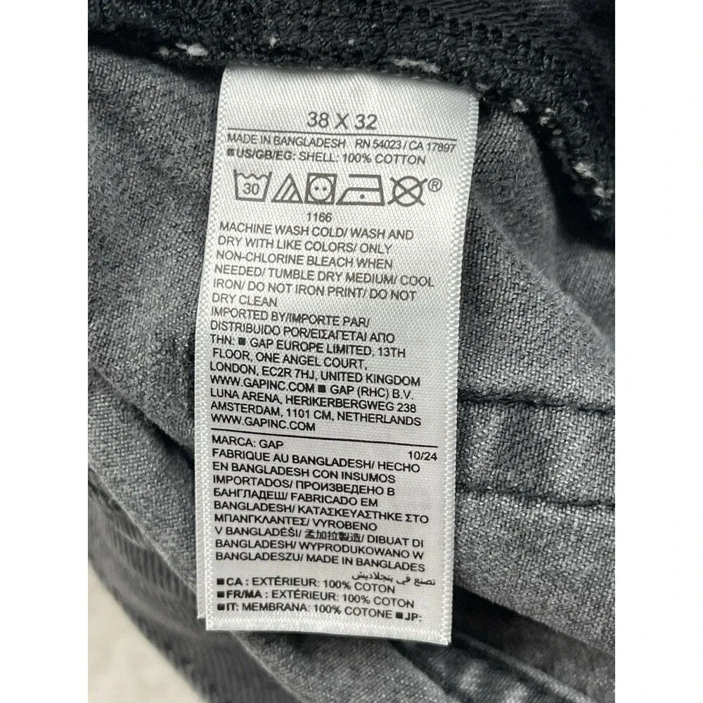 Gap Baggy Fit Men’s Size 38x32 Charcoal Gray Wash Cotton Denim Jeans 2024